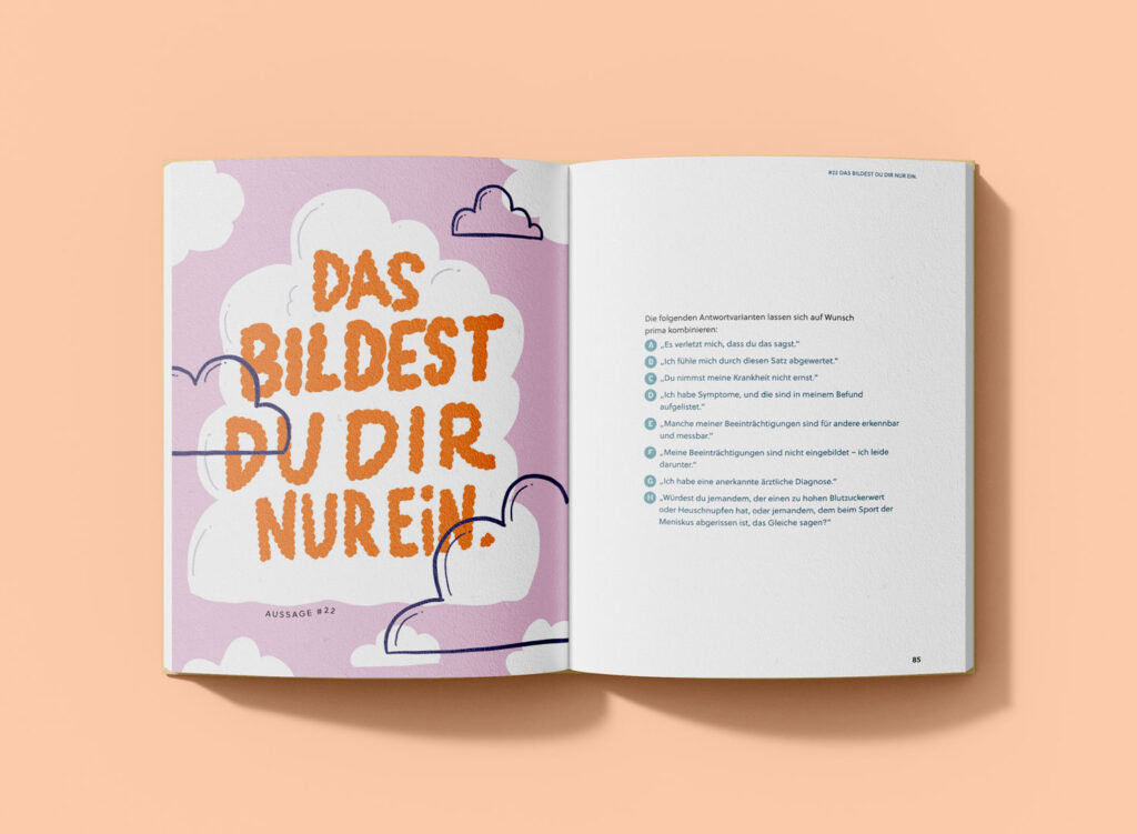Buchprojekt „Sei froh, dass es nichts Ernstes ist! Was sagt man dazu?" 7 CKociucki_was-sagt-man-dazu_Mockup_innenteil_02
