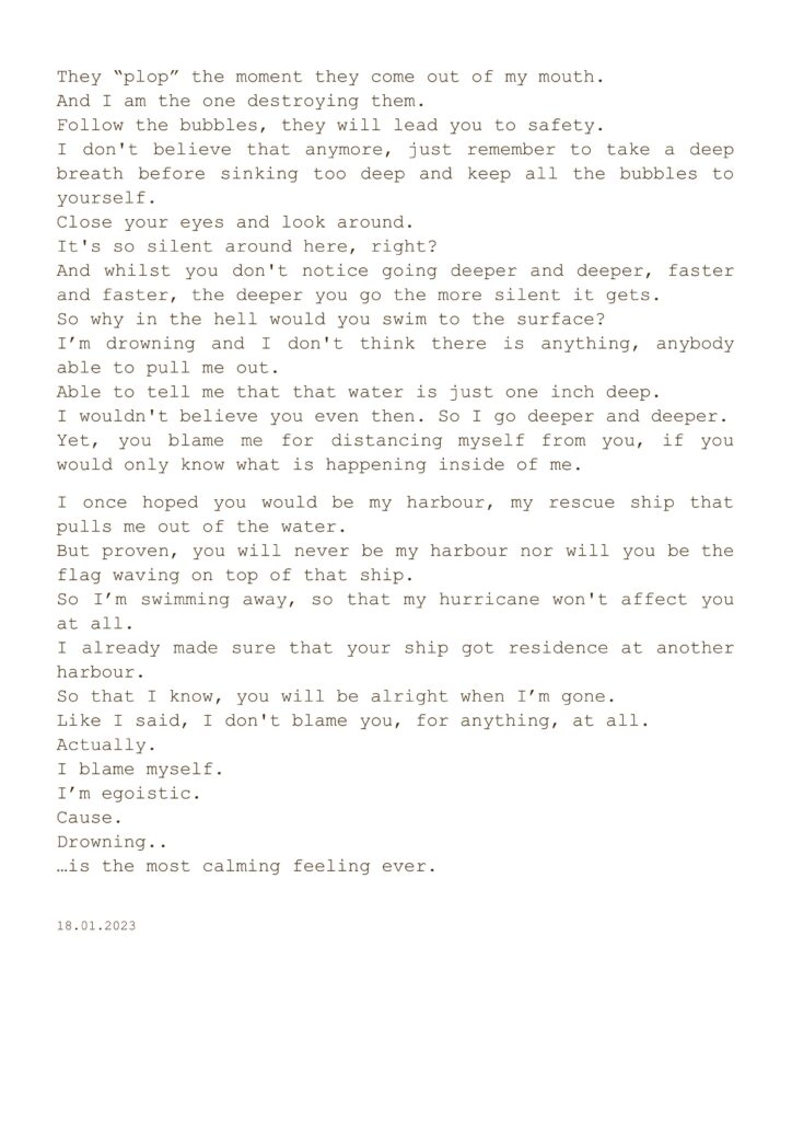 Kurzfilm "Drowning" & Gedicht Drowning Poem bilder 1