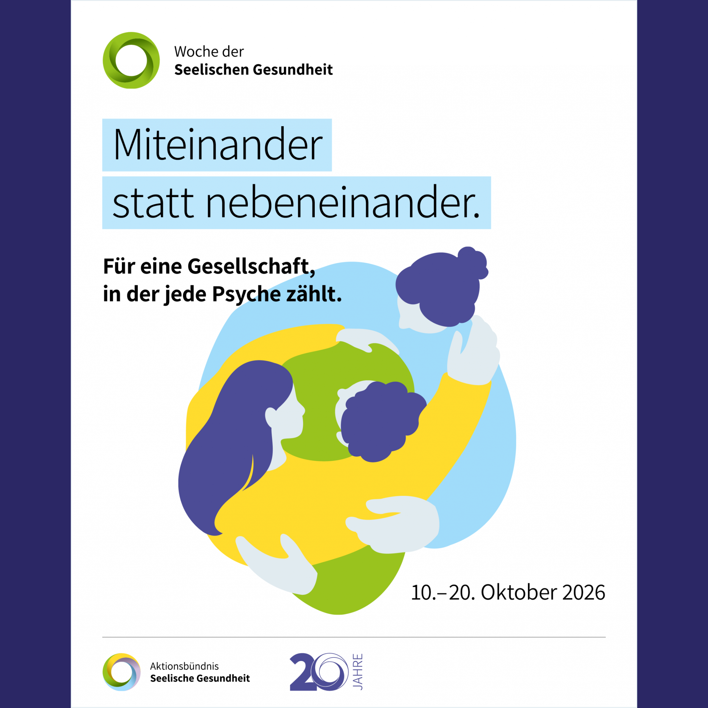 Woche der Seelischen Gesundheit: Miteinander statt nebeneinander – für eine Gesellschaft, in der jede Psyche zählt WDSG